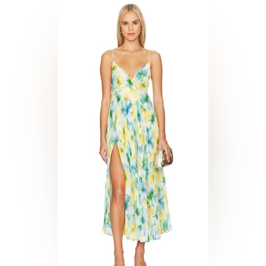 Misa Los Angeles Galeta Maxi Dress - Citron Water Color